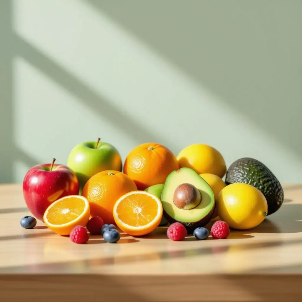 Frutas frescas para una alimentación saludable, bienestar físico y energía natural