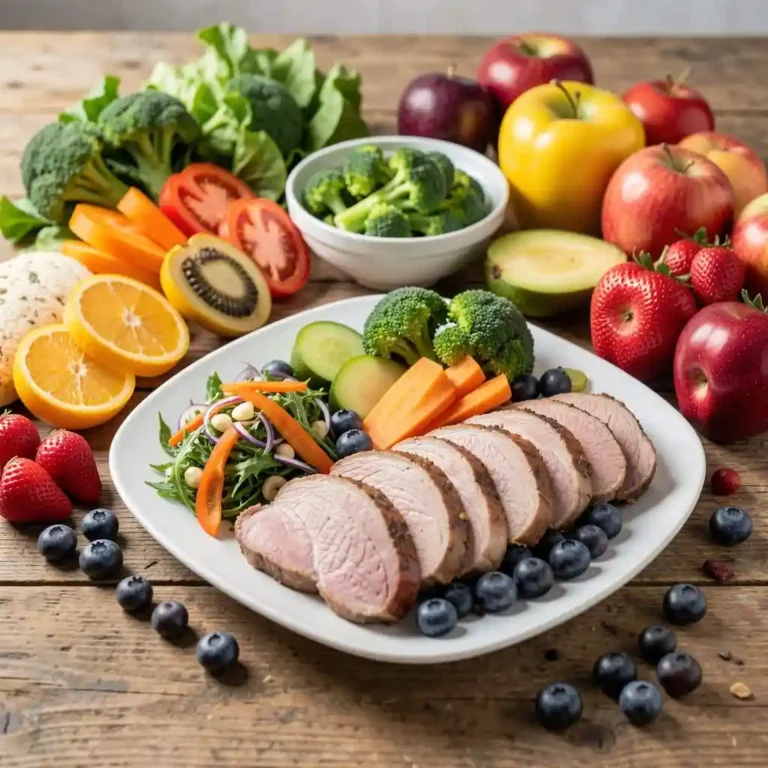 Plato equilibrado con alimentos saludables para bajar de peso