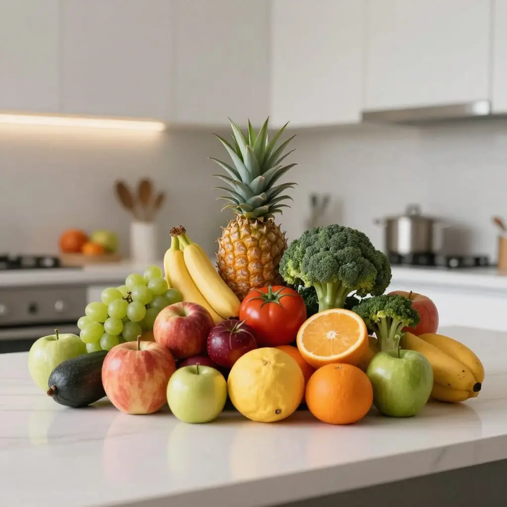 Alimentos frescos y saludables que representan nutrición equilibrada y estilo de vida saludable